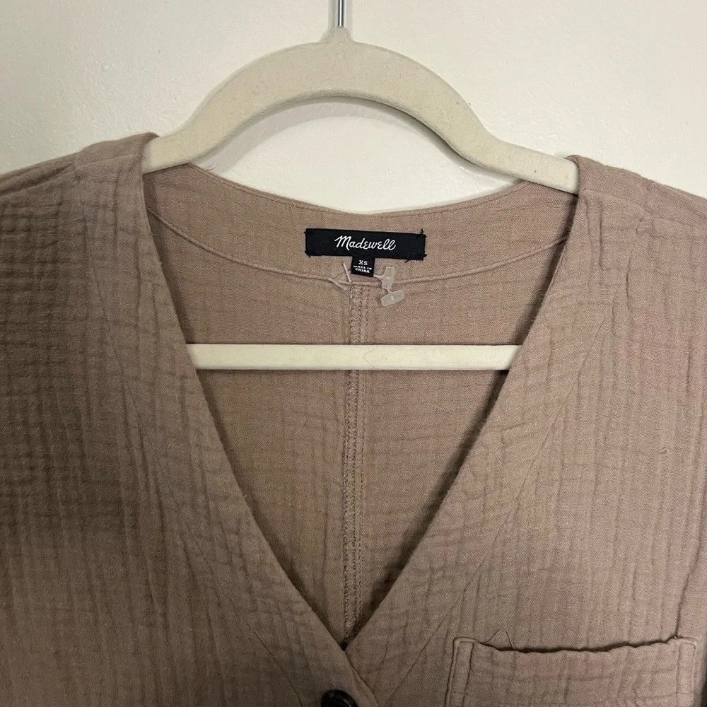 Madewell Taupe‎ Button-Front Jumpsuit